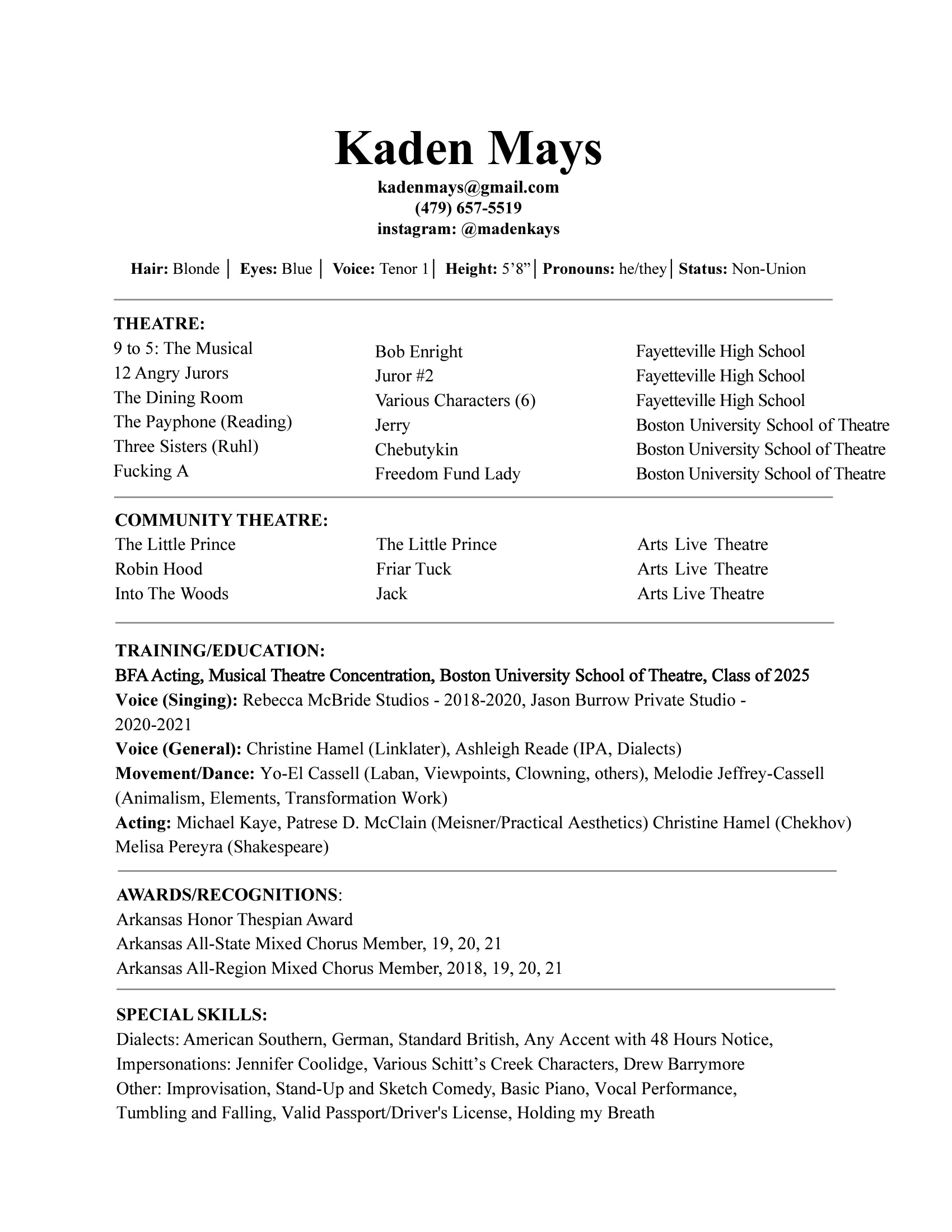 Headshot Resume Kaden Mays - Pages From MAYS KADEN Headshot Resume UPDATEDpdf Page 1 1 